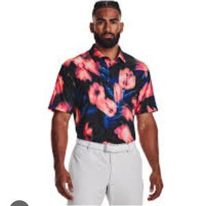 NWT Under Armour Playoff Polo 2.0 Shirt Mens SZ XXL 2XL Black Floral Performance